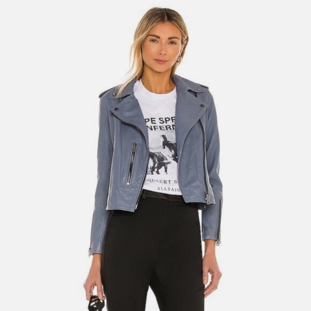 NWOT All Saints Slate Leather Jacket
